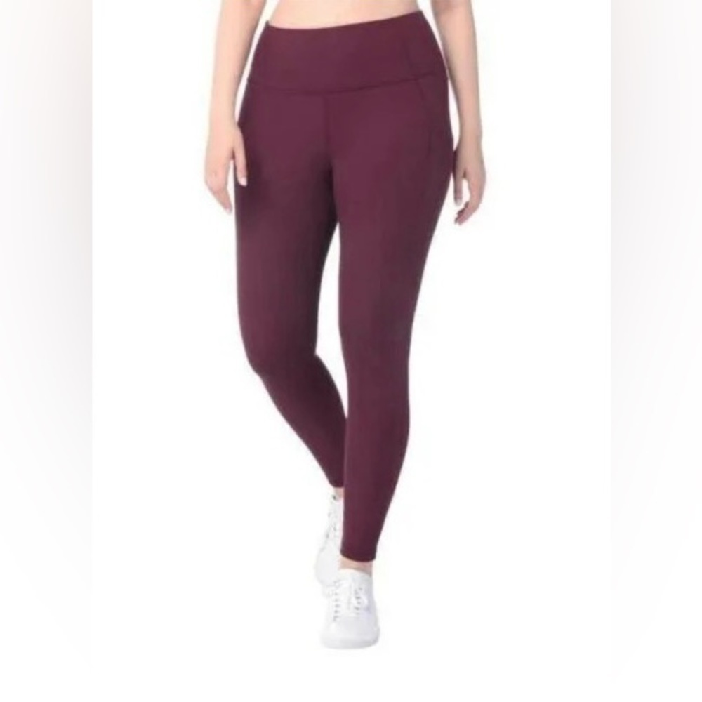 Lukka Luz Women's Ribbed Leggings With Side Pocket Size XS Burgundy